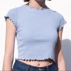 brandy melville wynn blue & white stripe crop top